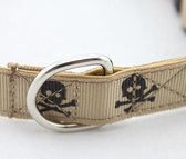 Honden halsband beige met print - XXS halsband 24 cm 34