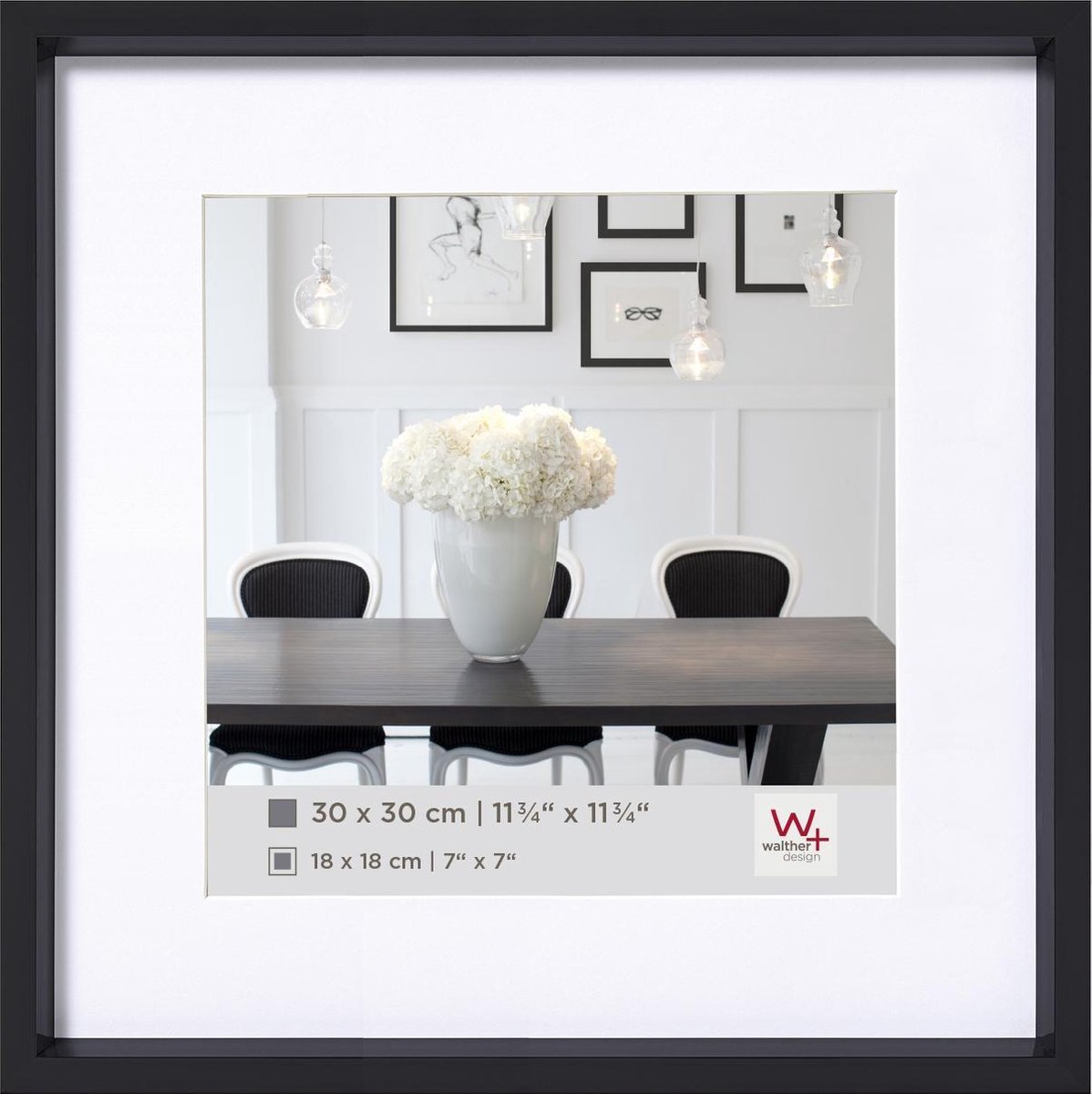 Walther Steel Style - Kunststof lijst - Fotoformaat 30x30cm - Zwart