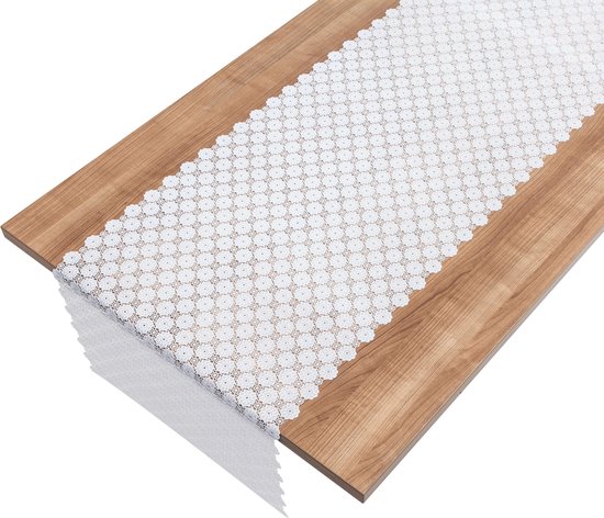 Ovaal Tafelkleed Wit Geborduurd Bloemen Kant Doily 40x85cm/16 x33-2st