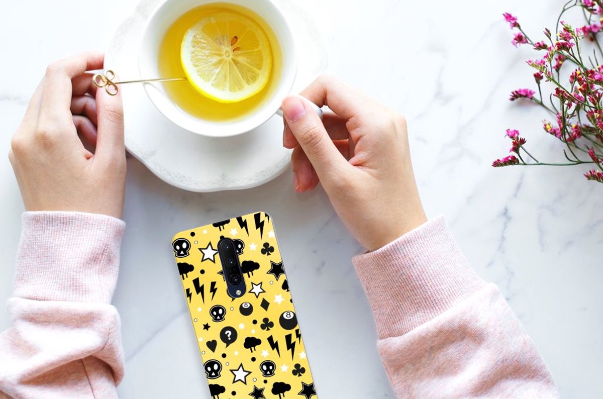 Back Cover voor Silicone Back Case OnePlus 7 Pro Punk Geel