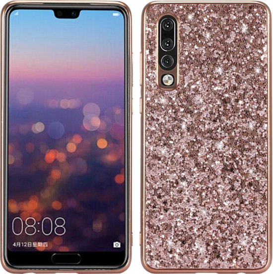 Luxe Glitter Backcover pour Huawei P30 - Étui Bling Bling - Rose - Étui rigide de haute qualité - Glamour