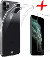 iphone 11 pro hoesje - iphone 11 pro case transparant siliconen - hoesje iphone 11 pro apple - iphone 11 pro hoesjes cover hoes - 1x iphone 11 pro screenprotector glas tempered gla