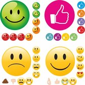 Grote Set (Belonings)stickers | 216 grote STICKERS | 4 vellen van TOP KWALITEIT | 19 mm | Belonen met Stickers | School | Emoji | Like