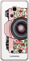 Samsung J4 Plus hoesje siliconen - Hippie camera | Samsung Galaxy J4 Plus case | Roze | TPU backcover transparant