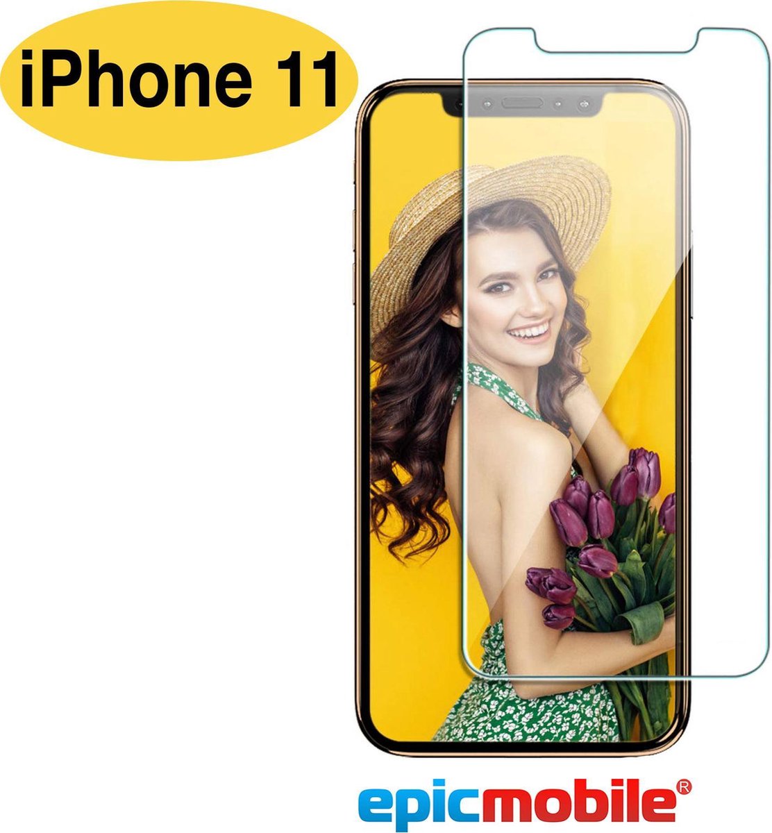 Screenprotector geschikt voor iPhone 11 Screenprotector - Tempered Glass - 9H Anti burst - Anti Shock - Perfect fit - EPICMOBILE