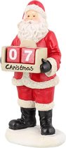 Kerstman beeld figuur aftel kalender - 23 x 10 x 9 cm