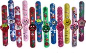 Klaparmband Horloge - set van 8 verschillende - leuk als uitdeelcadeau of traktatie op een kinderfeestje