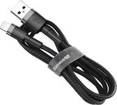 USB naar Lightning Kabel 0,5M - Geweven Nylon - Grijs
