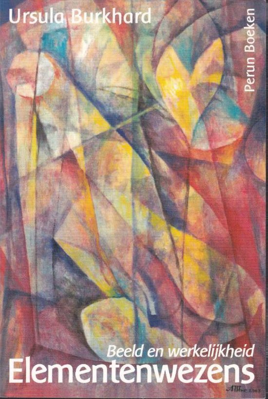 Boek "Elementenwezens" van Ursula Burkhard, met een abstracte, kleurrijke voorplaat met geometrische vormen.