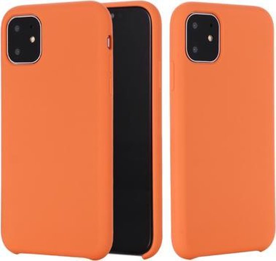 white Label Liquid Silicone Back Cover Apple iPhone 11 Oranje