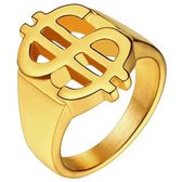 Edelstaal heren ring US Dollar Goudkleurig-21mm