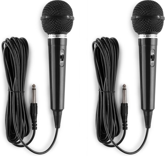 Karaoke microfoon - Fenton DM100 - Set van twee karaoke microfoons - Ook perfect voor DJ's - Zwart