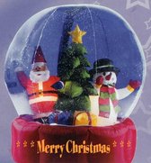 Kerstbol met kerstman en sneeuwpop