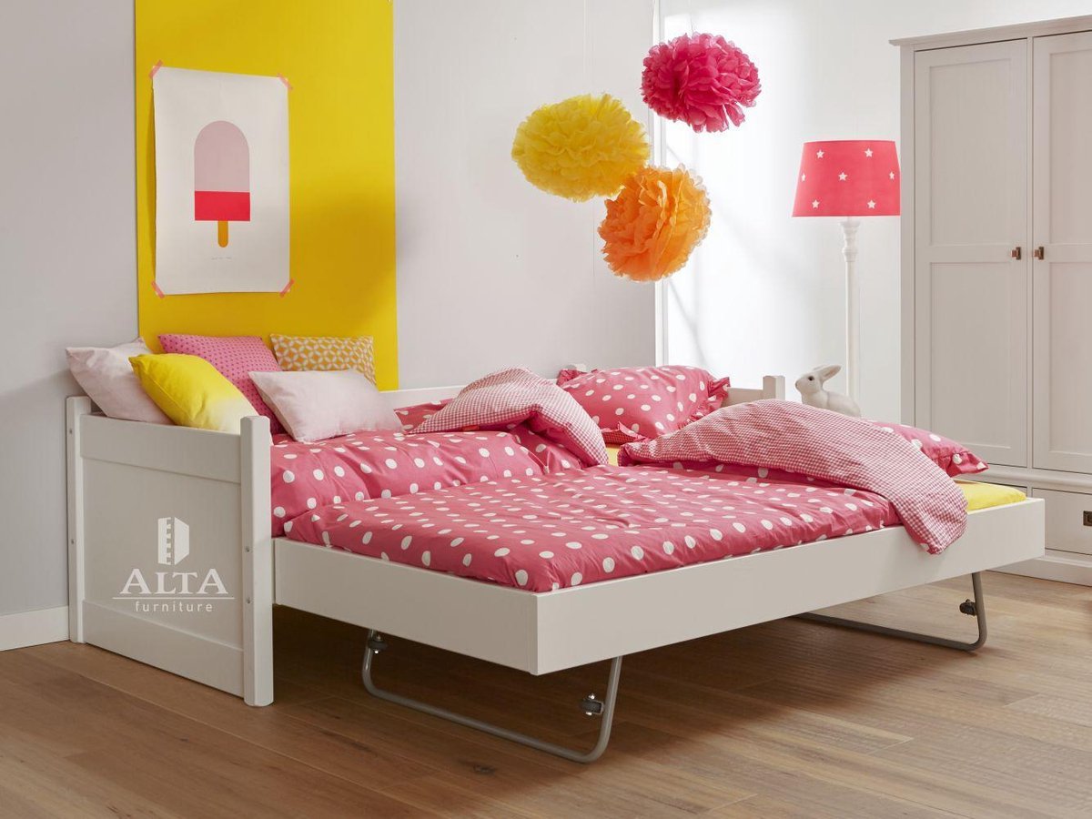 Alta Bedbank met Jump-Up logeerbed, Snow white, hoogwaardige kwaliteit
