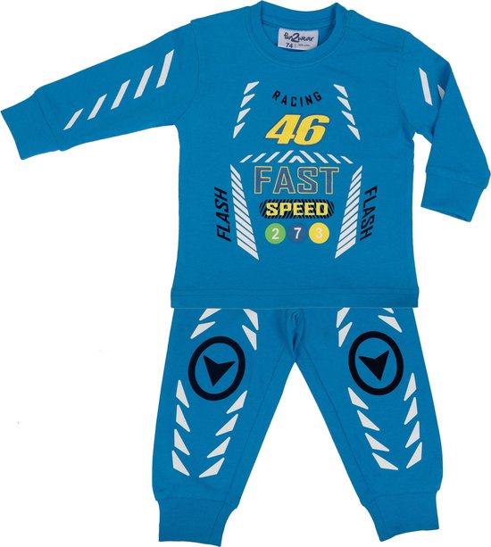 Fun2Wear - racing - kinder - tiener - pyjama - Lichtblauw - maat 140