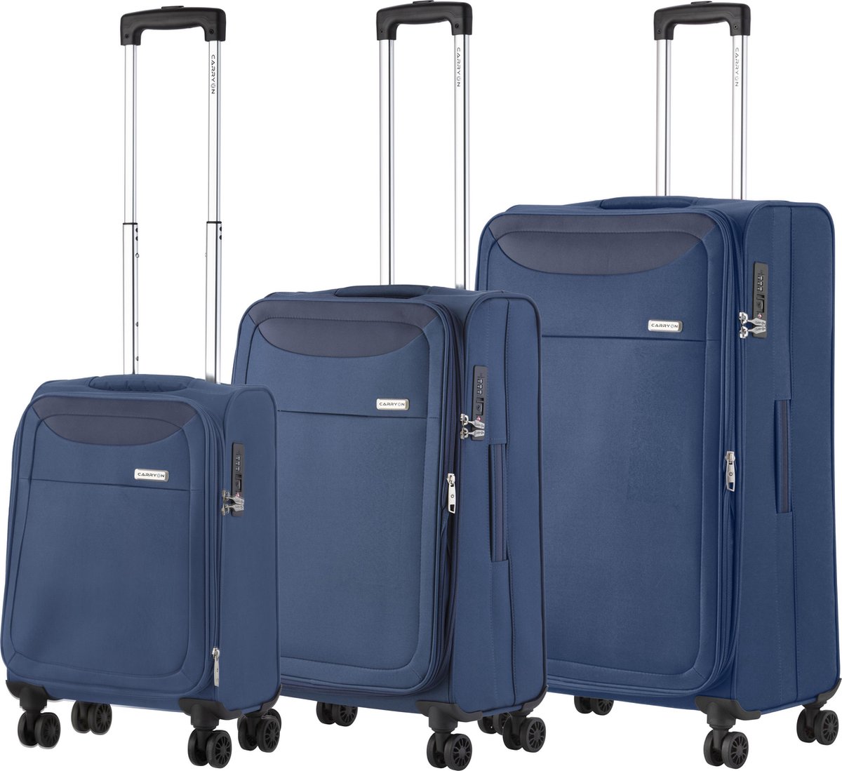 CarryOn Air 3-delige Kofferset - Zachte Trolley Koffers- Lichtgewicht - Expander - TSA-slot – Blauw
