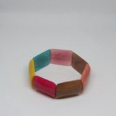 Tagua armband - pastel tinten - Eco sieraad - Vegan sieraad - met elastiek - 7 cm