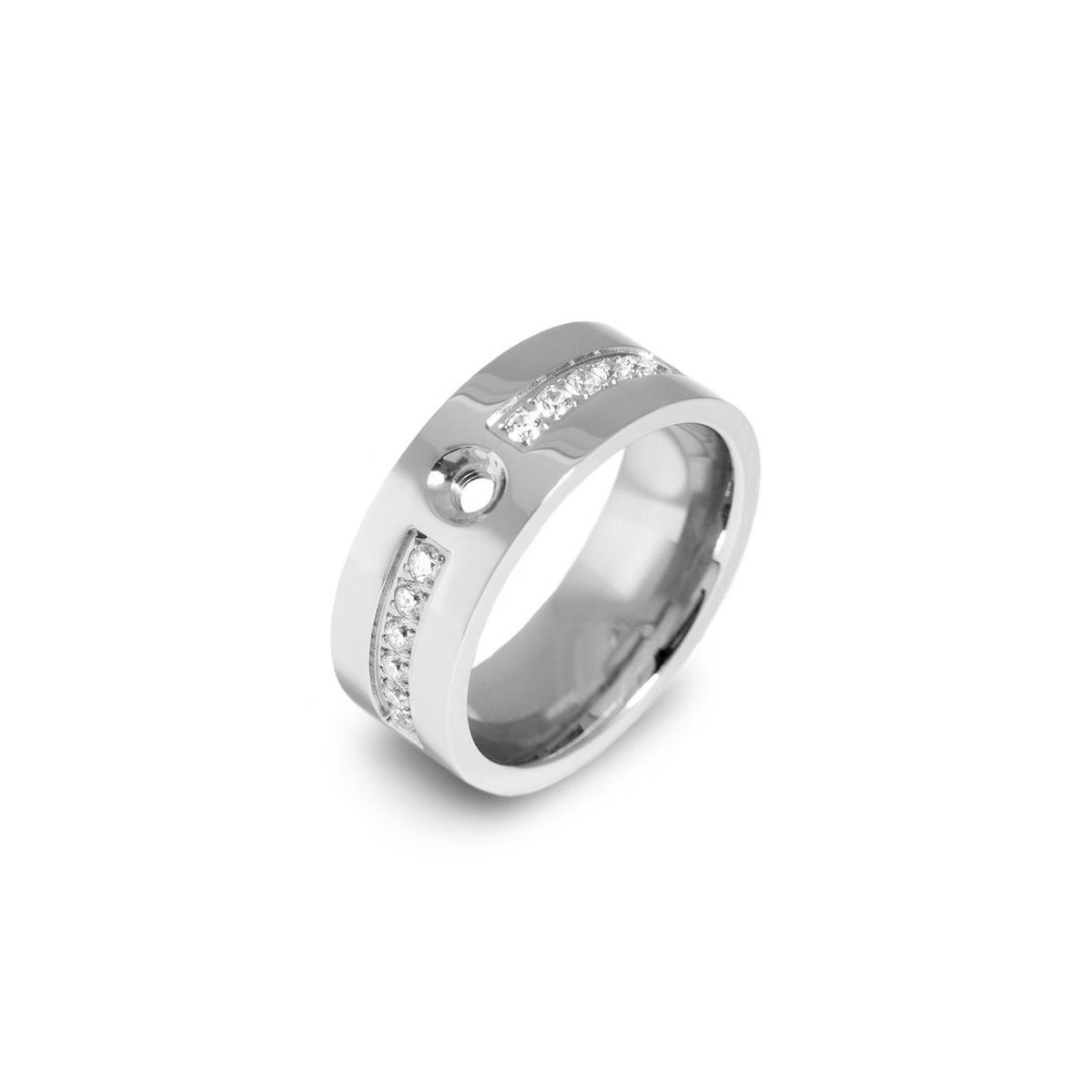 Melano Twisted Flat Basic cz ring - zilverkleurig - dames - 8 mm - maat 52