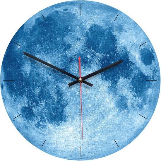 Almachtig dichters geschiedenis Wandklok blauwe maan | 28 cm | Klok | Home Decor | bol.com