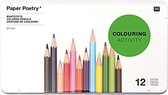 12x FSC kleur potloden in metalen doos - Tekenpotloden in blik - Duurzaam teken/hobby materiaal