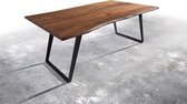 Massief houten tafel Live-Edge Acacia bruin 200x100 bovenste 3,5cm frame schuin boom tafel