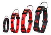 Art joy collar 25mm x 45-65cm black, paw motive
