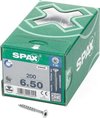 Spax Spaanplaatschroef platverzonken kop verzinkt T-Star T30 deeldraad 6.0x50mm (per 200 stuks)