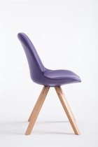 Clp Laval Bezoekersstoel - Vierkant - Kunstleer - Lila - Kleur onderstel natura (eiken)