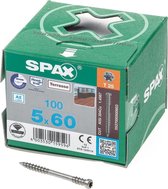 SPAX 537000500603 Terrasschroef, Cilinderkop, 5 x 60, Fixeerschroefdraad, T-STAR plus TX25 - blank - 100 stuks
