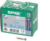 SPAX 1197000450303 Roestvaststalen schroef, Verzonken kop, 4.5 x 30, Voldraad, T-STAR plus T20 - blank - 200 stuks