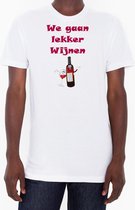mijncadeautje T-shirt - unisex - Lekker wijnen - cadeautip - wit - maat 3XL