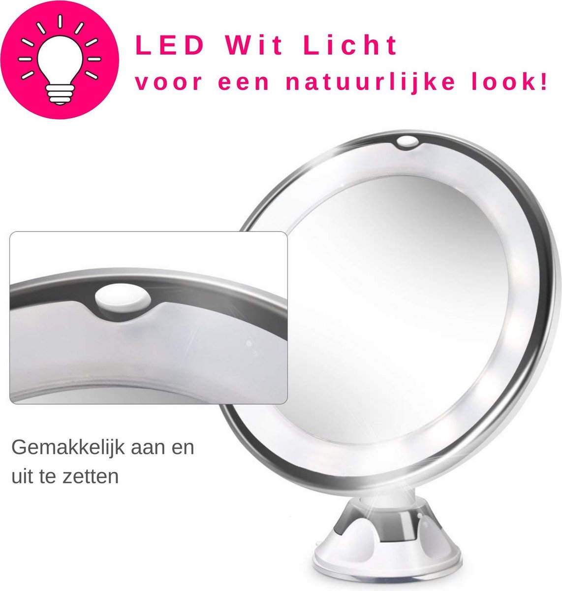 Bekritiseren Helderheid Religieus Make Up Spiegel Met LED Verlichting - Makeup spiegel Met 10x Vergroting  -... | bol.com