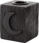 VTWonen - Candle Block Moon Wood Black 5x5x6cm