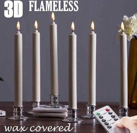 LED-kaarsen met 3D vlam | 6 LED Tafelkaarsen met bewegend vlam effect en...  | bol.com