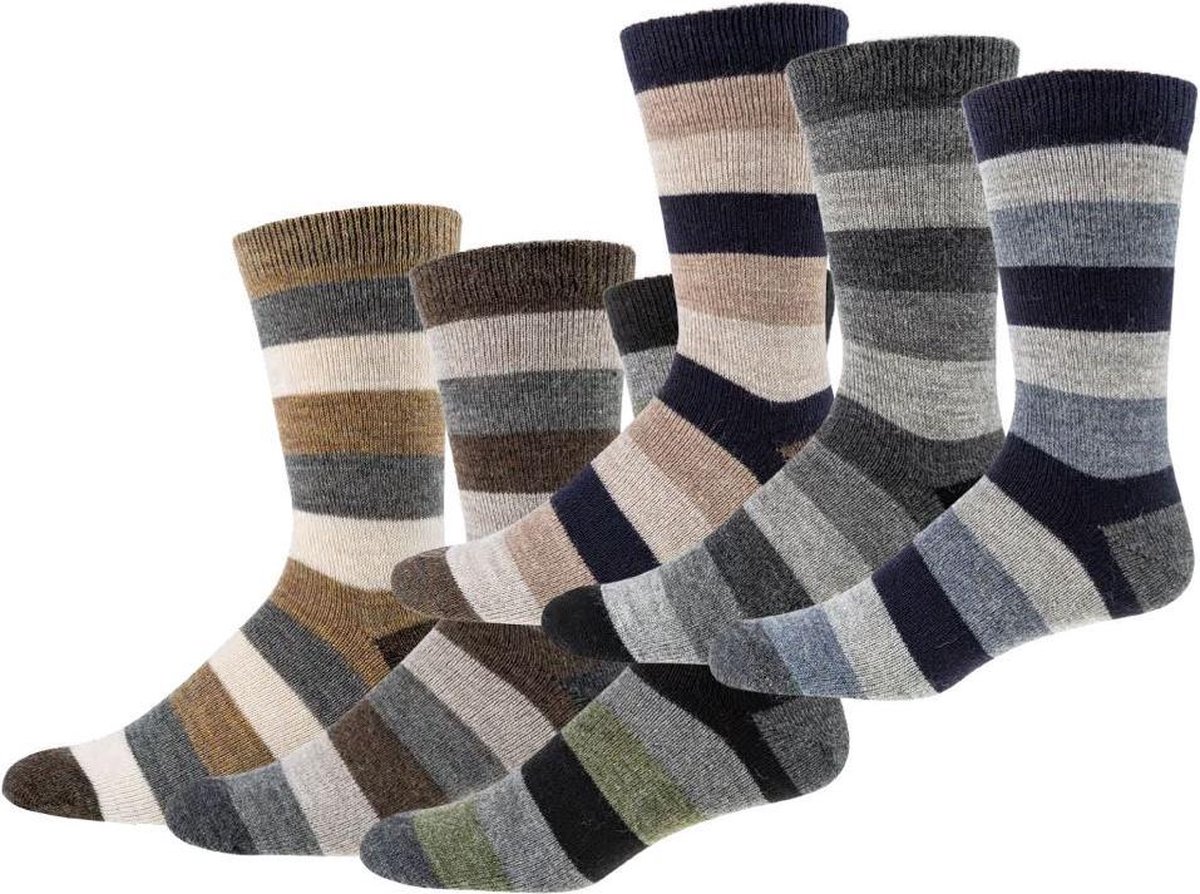 Winter Sokken met Alpaca Wol – Unisex - 2 pack – stripe – Maat 43/46