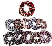 Evvie set van 11 scrunchie haarelastiekjes – velvet animal