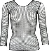 Mandy Mystery Lingerie – Visnet Shirt Transparant voor Pikant Uiterlijk – One Size – Zwart