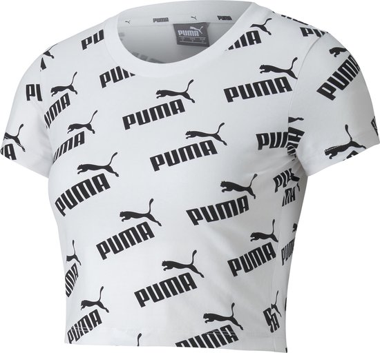 PUMA Amplified AOP Fitted Tee Dames Shirt - Puma White - Maat S
