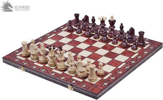 Thumbnail van een extra afbeelding van het spel Ambasador-schaakbord met schaakstukken – Schaakspel -55x55cm.