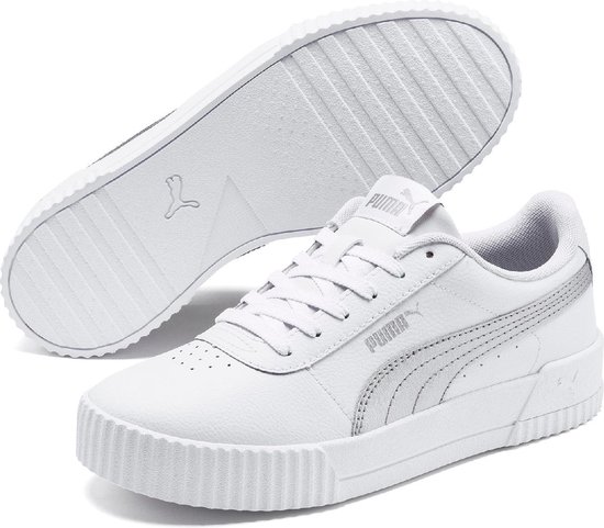 PUMA Carina L Dames Sneakers - Puma White-Puma Silver-Puma White - Maat 39  | Bestel nu!