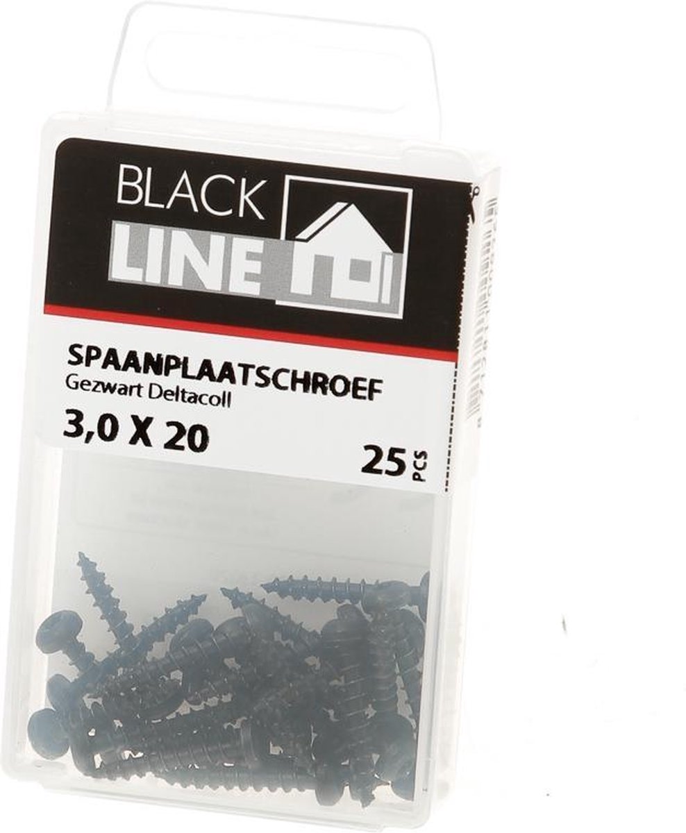 Hoenderdaal Spaanplaatschroef zwart ck tx10 3.0X20 Verpakt per 25 stuks - Blackline
