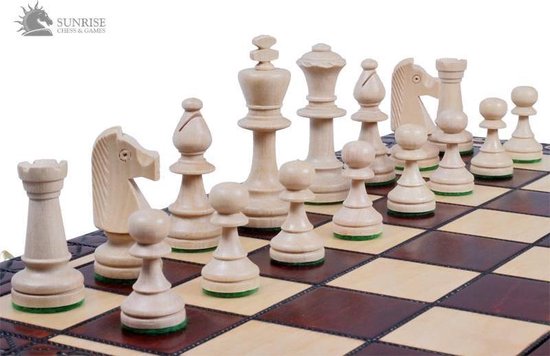 Thumbnail van een extra afbeelding van het spel Sunrise-schaakbord met schaakstukken – Schaakspel -49x49cm. Luxe uitvoering
