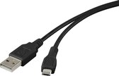 Renkforce USB-kabel USB 3.2 Gen1 (USB 3.0 / USB 3.1 Gen1) USB-A stekker, USB-micro-B stekker 1.00 m Zwart Vergulde steekcontacten