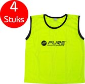 Pure2Improve - 4 stuks - voetbal hesjes - geel - maat mini's - trainings hesjes - voetbal hesje - trainingshesjes