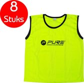 Pure2Improve - 8 stuks - voetbal hesjes - geel - maat mini's - trainings hesjes - voetbal hesje - trainingshesjes