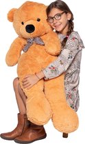 MaxxHome Teddybeer - Knuffelbeer - 100 cm - Licht bruin - Zacht pluche
