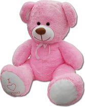 Knuffelbeer - i love you - 160 cm - roze