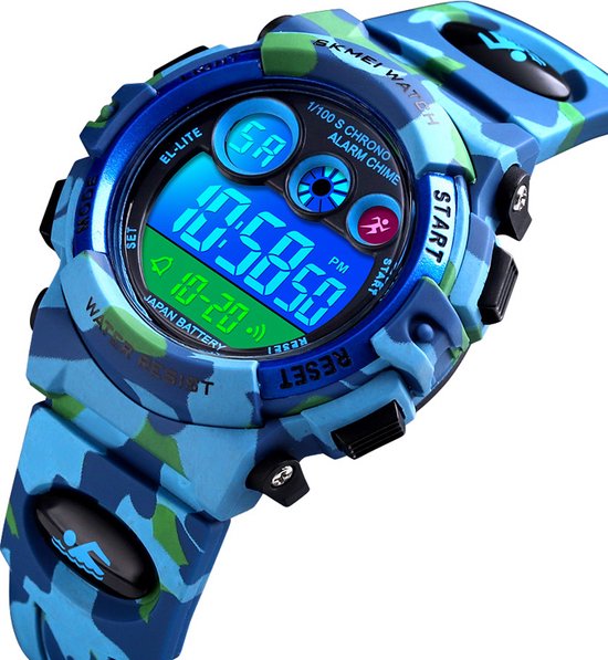 Foto: Kinderhorloge chronograaf waterdicht sports watch kids camouflage blue