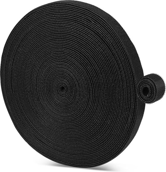 Klittenband Kabelbinder Rol 1 m – 2 cm Breed – Kabel Organizer Zwart