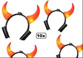 10x Duivelsdiadeem rood met licht - duivel diadeem horror griezel halloween